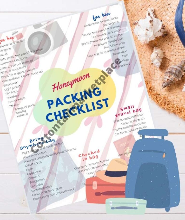 Printable Honeymoon Packing Checklist – Cottontail Marketplace